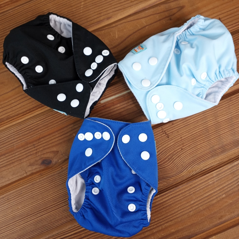 AlvaBaby Reusable Cloth Diaper Covers with Liners Set of 3 Size small